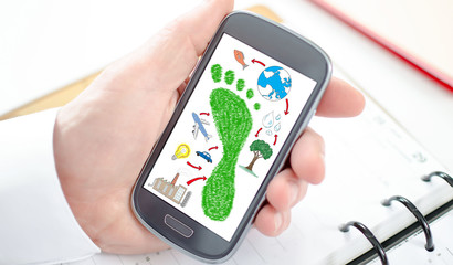 Carbon footprint concept on a smartphone