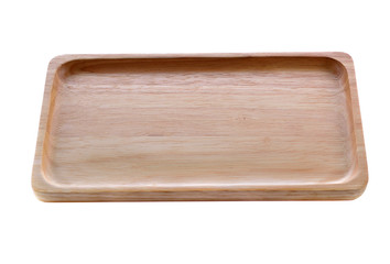 wooden plate isolated on white background