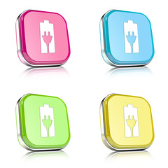 ikona na tle zaokrąglonego kwardratu z metalowym środkiem i odbiciem © vempireart