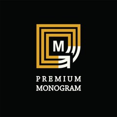 Modern template monogram, emblem, logo. Symbol of stripes and arrows symbolizing the development, cyclicity, stability.