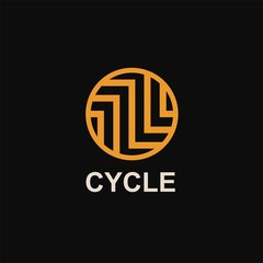 Modern template monogram, emblem, logo. Circle of stripes and arrows symbolizing the development, cyclicity, stability.