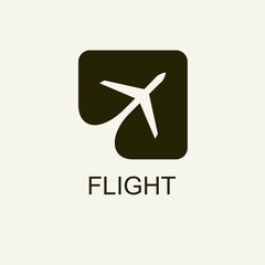 Silhouette of flying plane in the square. Template for logo, emblem. - 119038043