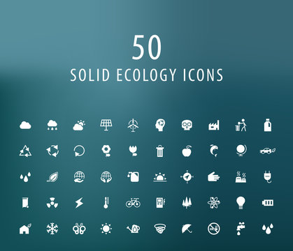 Set of 50 Universal Ecology Icons. Isolated Elements.