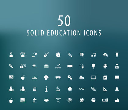 Set of 50 Universal Education Icons. Isolated Elements.