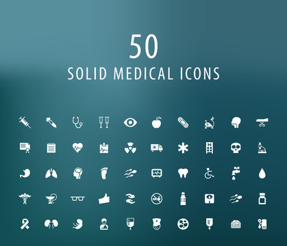 Set of 50 Universal Medical Icons. Isolated Elements.