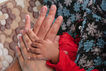 Top view of human hands.