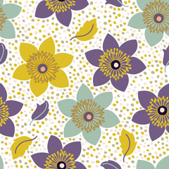 Seamless pattern with narcissus flowers. Can be used for web and book design, home decor, fashion textile, wallpaper.