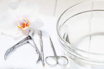 A set of manicure tools for nail