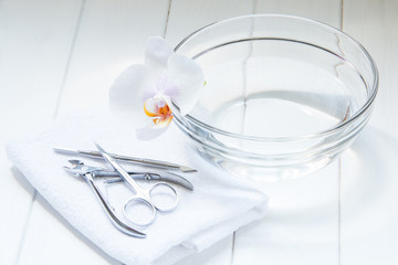 A set of manicure tools for nail