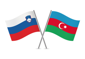 Slovenian and Azerbaijan flags. Vector illustration.