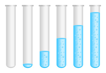 Test tube with blue liquid isolated on white