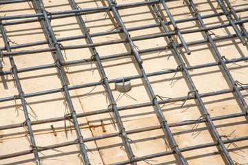 wire mesh steel on floor at construction site 
