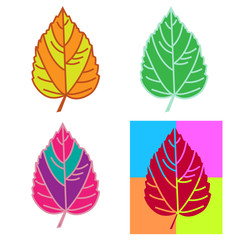 Multicolor leaves set on a white background. Vector illustration.