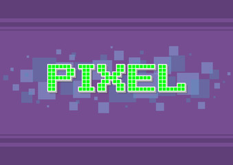Vector green pixek text on violet background