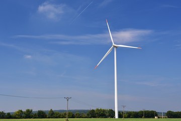 Eco power. Wind Turbine for alternative energy.