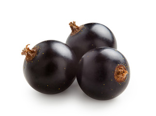 Black currants isolated on white