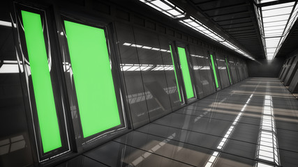 Futuristic hall alien spaceship