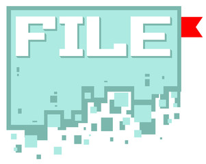 Vector pixel art file icon with red bookmark
