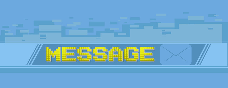 Yellow Pixel Massage Screen On Blue Background