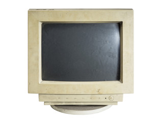 old computer monitor isolated on white background