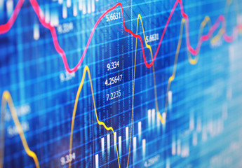 Financial data on a monitor