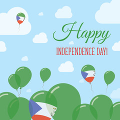 Naklejka premium Equatorial Guinea Independence Day Flat Patriotic Design. Equatorial Guinean Flag Balloons. Happy National Day Vector Card.