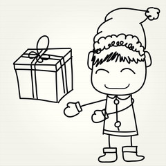 hand drawing cartoon happy christmas
