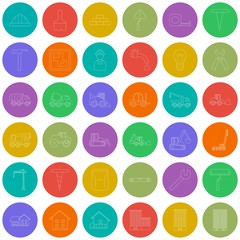 Vector outline construction colorful circles icons