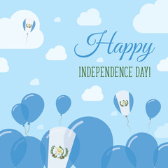 Obraz premium Guatemala Independence Day Flat Patriotic Design. Guatemalan Flag Balloons. Happy National Day Vector Card.