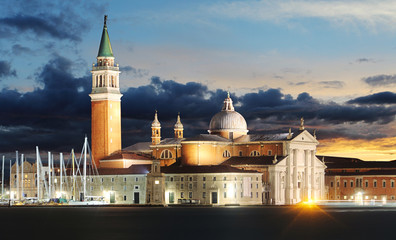 Naklejka premium Gondolas with view of San Giorgio Maggiore, Venice, Italy