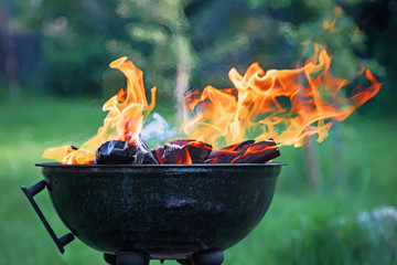 fryer with burning firewood