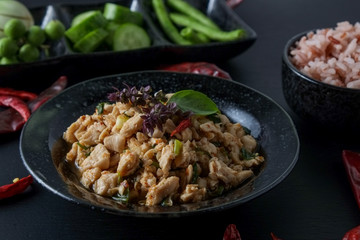 thai food spicy minced chicken