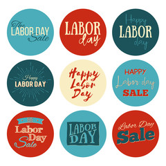 Fototapeta na wymiar Labor Day a national holiday of the United States. American Labor Day Sale designs set. A set of retro typographic labels, badges and logos. Vector Illustration.