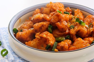 Gobi manchurian close up, selective focus