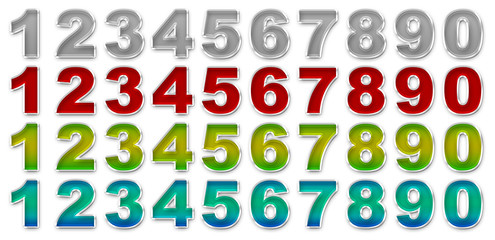 Color numbers font JPEG set