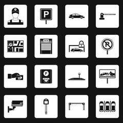 Parking icons set in simple style. Parking elements set collection vector illustration