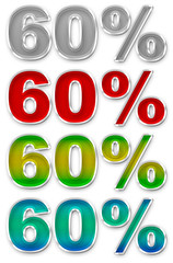 Percent 60 colorful icons symbols set JPEG