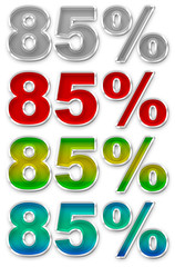 Percent 85 colorful icons symbols set JPEG