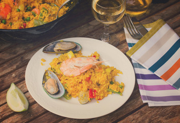 Paella served in plate