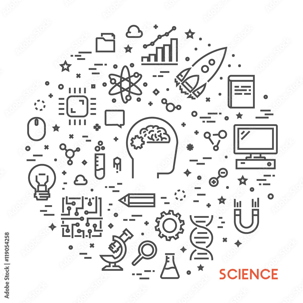Poster vector line web concept for science