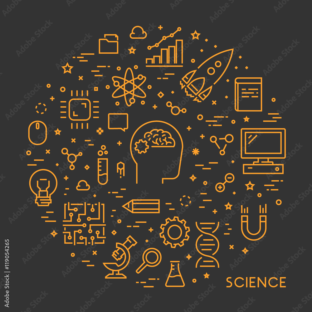 Poster vector line web concept for science