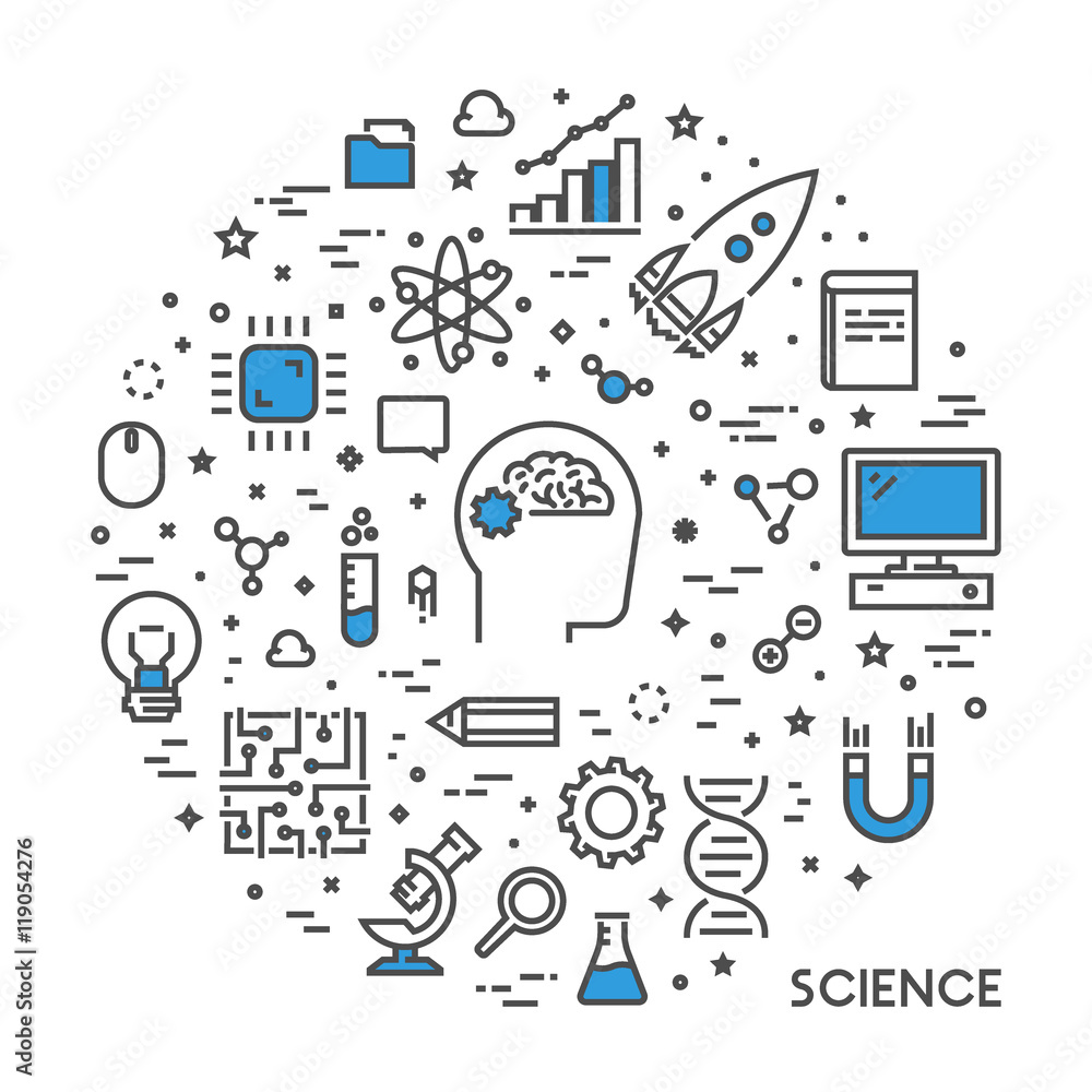Poster vector line web concept for science