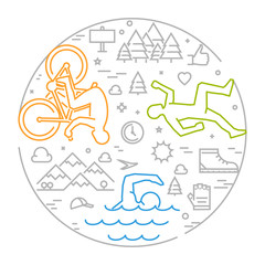 Vector line round banner triathlon for web