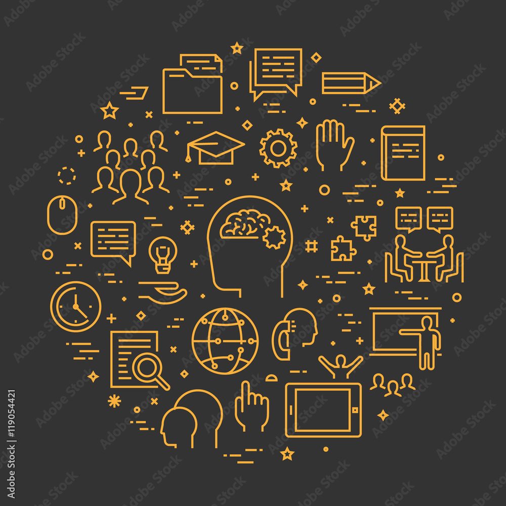 Poster vector line concept foreign language school