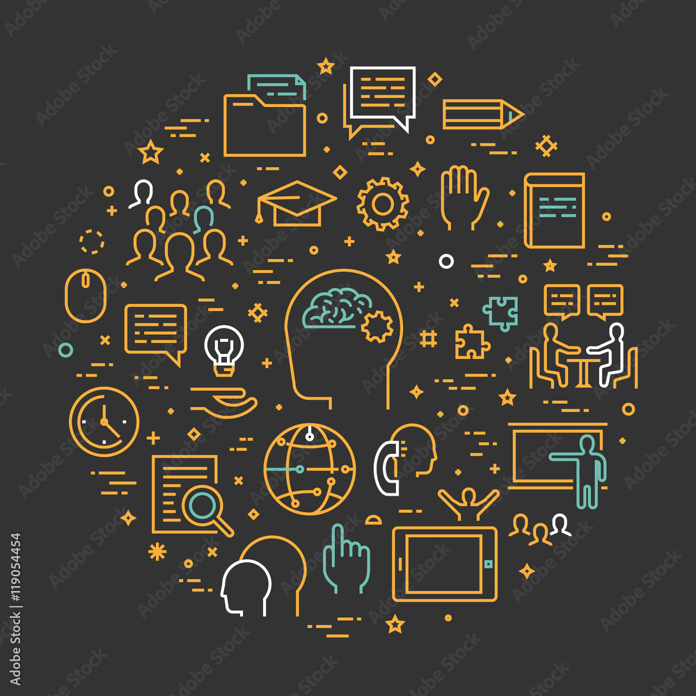 Poster vector line concept foreign language school