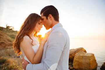 Close up portrait of a beautiful married couple