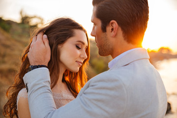 Close up portrait of a beautiful married couple