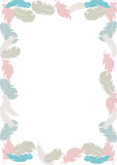 Fototapeta na wymiar Colorful feather frame design; cute decoration background