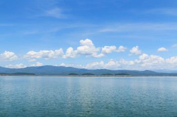 Blue sky with white clouds and rivers