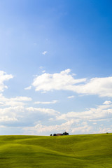 Wheat field and countryside scenery in Tuscany, Landscape of beautiful Italian nature, Italy field country